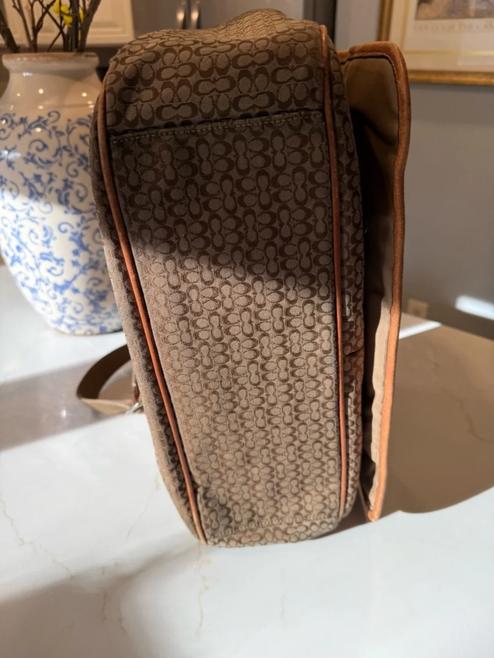 Coach Signature Canvas Messenger Bag in Brown and Tan - Picture 4 of 8